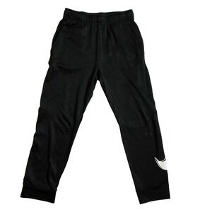 Nike Kids Dri-FIT Joggers Black White Swoosh Athletic Pants 943371-010 Size L